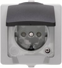 Kopp 107856005 Schutzkontakt-SteckdoseAP-FR 1-fach KS 16A 250V Nautic grau
