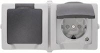 Kopp 137056002 A Schutzkontakt 2-fach AP-FR waag.16A 250V IP44 Nautic grau