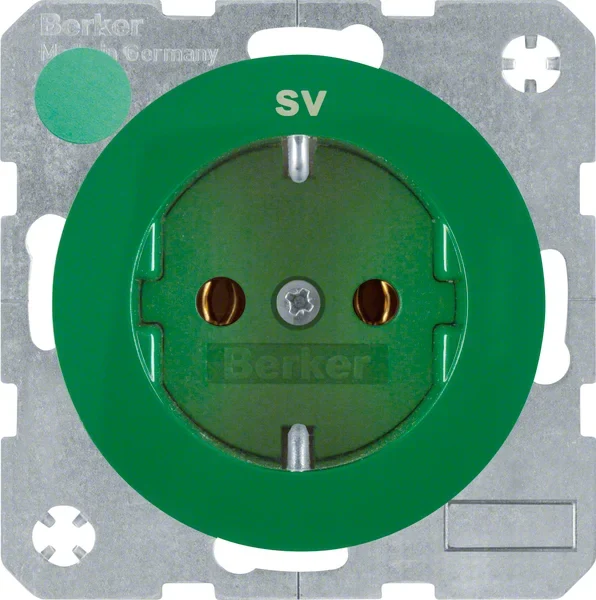 Berker Berker SCHUKO-Steckdose gn/gl mit Aufdruck SV 47432003