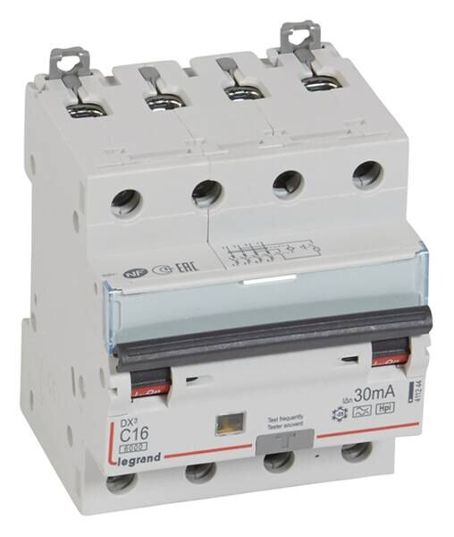 Legrand 411244 DX3 Fi/LS-Schalter C 16A 4-polig 6kA 30mA Typ F 400VAC 4TE