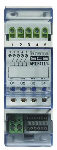 BTicino F411/4 Reiheneinbaugerät Aktor m.4 Schließern wahlweise konfigurierbar