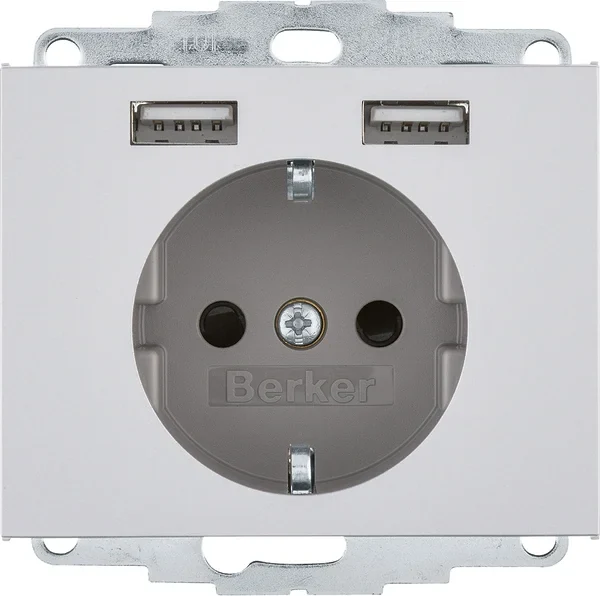 Berker Berker Steckdose SCHUKO/USB K.x, aluminium matt 48037003