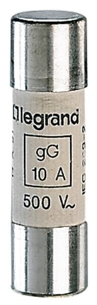 Legrand 012310 Zylindersicherung gG 10A 8,5x31,5 trägflink 400VAC 20kA ohne Kennm.