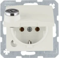 Berker SCHUKO-Steckdose weiß/glänz Steckklemme, Schloss 47638982