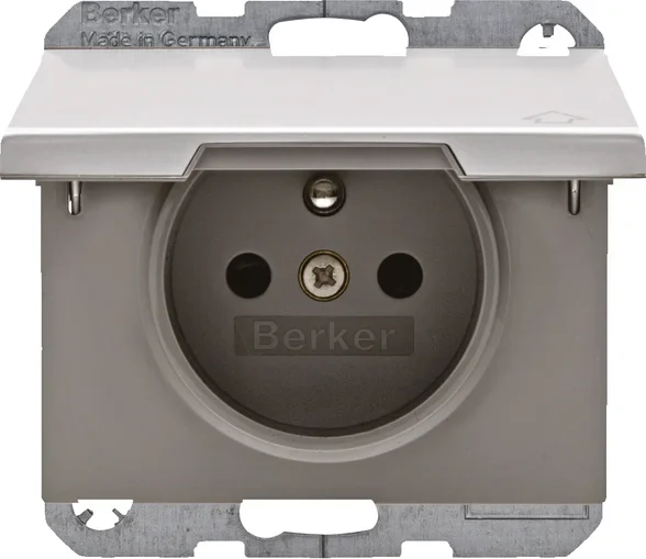 Berker Berker Steckdose aluminium Schutzkontakt./Klappdeckel 6765777103