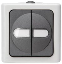 Kopp 560556003 Serienschalter AP-FR beleuchtet10AX 250V IP44 Blueelectric grau
