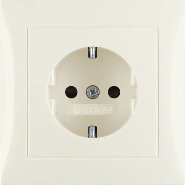 Berker Berker SCHUKO-Steckdose weiß/gl mit Abdeckplatte 47228982