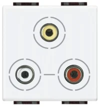 BTicino N4283 Audio-Anschlussdose 2M 3xRCA (Cinch) SK Weiß