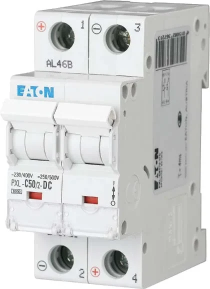 Eaton (Installation) Leitungsschutzschalter 50A,2-polig, Steckklemme C, DC PXL-C50/2-DC