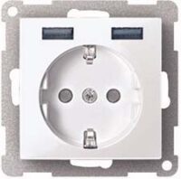Mert MEG 2366-0319 Schuko-Steckdose m.USB Ladegerät polarweiß glänzend
