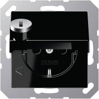 Jung A1520BFKLSLSW SCHUKO Steckdose Klappdeckel Schloss Serie A schwarz
