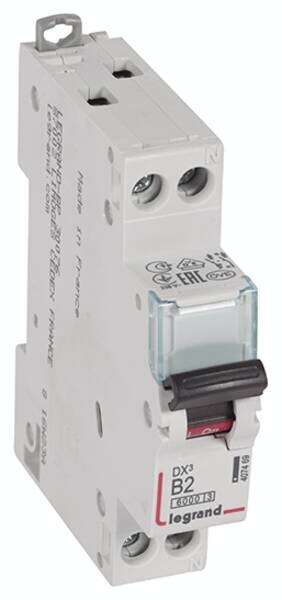 Legrand 407469 DX3 LS-Schalter B 2A 1-polig+N 6kA 230VAC 1TE