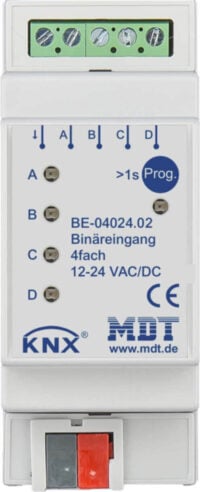 MDT Technologies Binäreingang 4-fach, 2TE Reiheneinbaugerät, 24VAC/DC, BE-04024.02