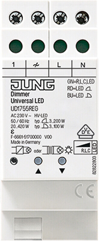 Jung Jung LED-Universal Dimmer Reiheneinbaugerät DU 1755 Reiheneinbaugerät