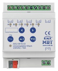 MDT Technologies Universalaktor AKU 6-fach 4TE Reiheneinbaugerät, 16A, 230VAC, 100µF, AKU-0616.03