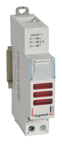 Bild vom Produkt: Legrand 412933 CX3 Meldeleuchte LED 3Phasen-Kontrolle rot-rot-rot 230/400V