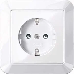 Merten Merten SCHUKO-Steckdose alpinweiß/gl volle Abdeckplatte MEG2401-1025