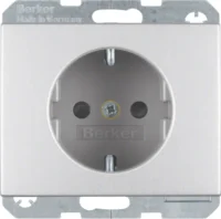 Berker SCHUKO-Steckdose aluminium erhöht Berührg-schutz 41357003