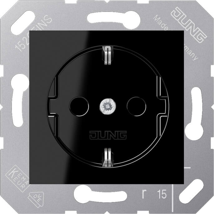 Jung Jung SCHUKO-Steckdose 16A 250V 50x50mm Klappdeckel CD 5120 BF SW