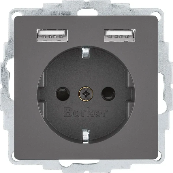 Berker Berker Steckdose SCHUKO/USB Q.x, anthazit samt 48036086