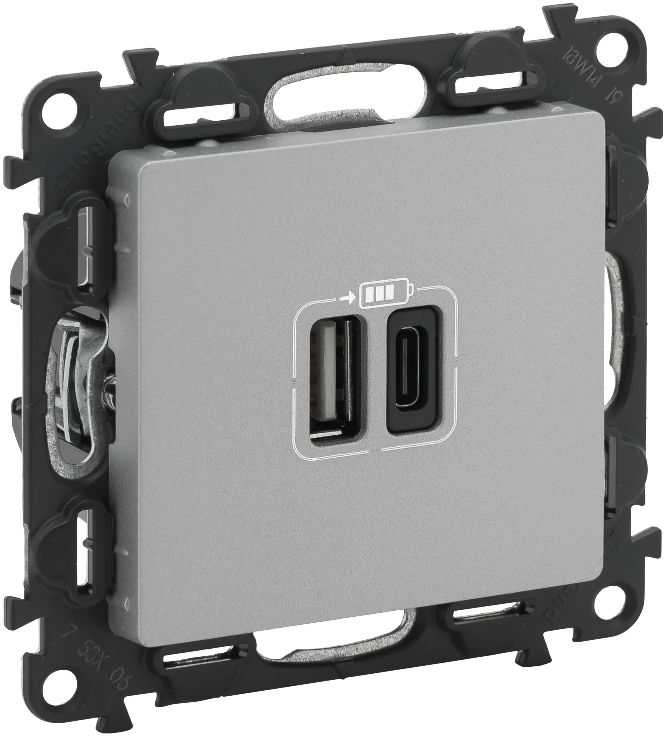 Legrand Legrand 753306 USB-A+C 2-fach Lade- steckdose 2M 3A Valena Life Aluminium