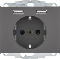 Berker Steckdose SCHUKO/USB K.x, anthrazit matt. 48037006