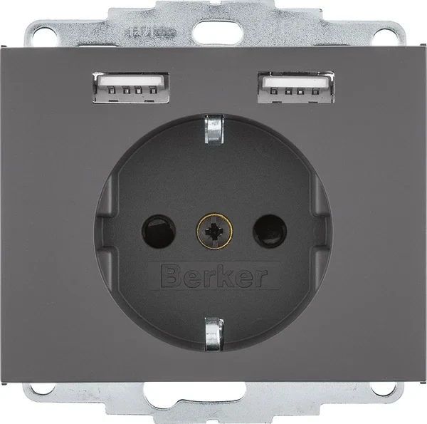 Berker Berker Steckdose SCHUKO/USB K.x, anthrazit matt. 48037006