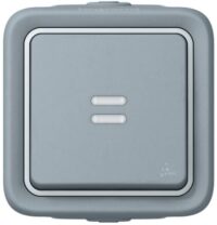 Legrand 069713 Wippschalter Aus-/Wechsel Kontroll beleuchtet FR-Aufputz Plexo55 grau