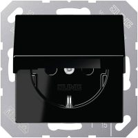 Jung A1520BFKIKLSW SCHUKO Steckdose Klappd. erh.Ber.bruchs. Serie A schwarz