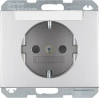Berker SCHUKO-Steckdose aluminium mit Beschriftungsfeld 47387003
