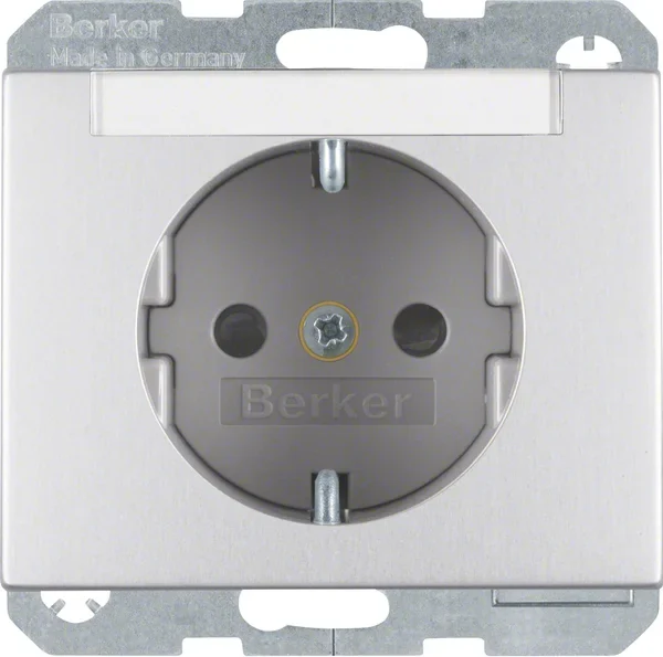 Berker Berker SCHUKO-Steckdose aluminium mit Beschriftungsfeld 47387003