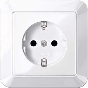 Merten Merten SCHUKO-Steckdose alpinweiß/gl volle Abdeckplatte MEG2300-1025