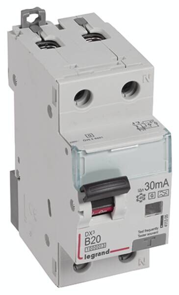 Legrand 411305 DX3 Fi/LS-Schalter B 20A 1P+N 10kA 30mA Typ F-G 230VAC 2TE