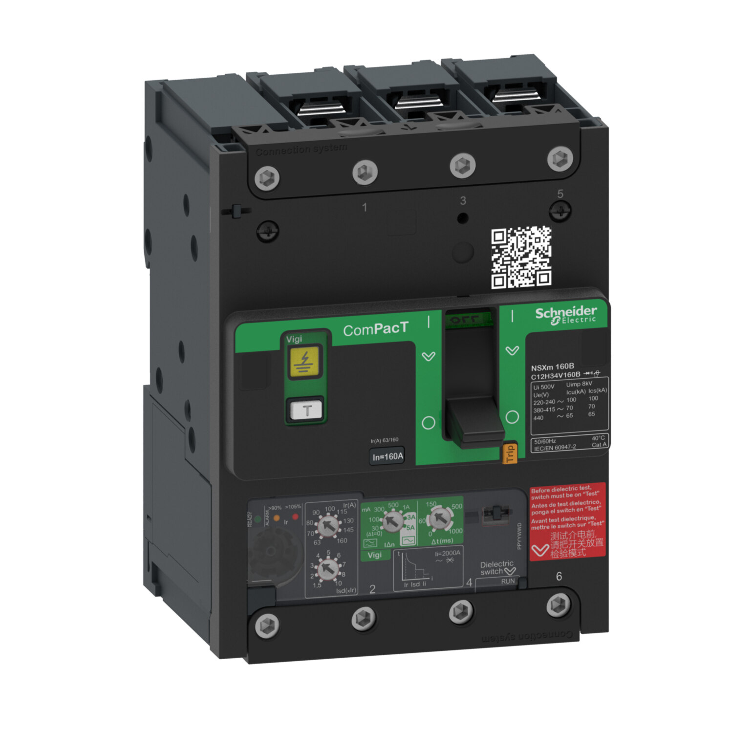 Schneider Schneider C11F34V100B Kompaktleistungs- schalter mit Differenzstromschutz