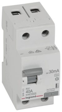 Bild vom Produkt: Legrand 402037 RX3 Fi-Schalter 40A 2-polig 30mA Typ A 230VAC 2TE
