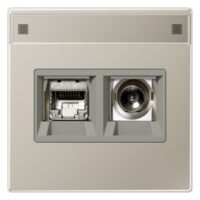 Jung MMDES4521 Smart-TV-Anschlussdose 2-fach mit Schriftfeld LS Edelstahl