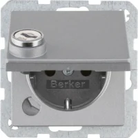 Berker SCHUKO-Steckdose alu/matt Steckklemme, Schloss 47636084