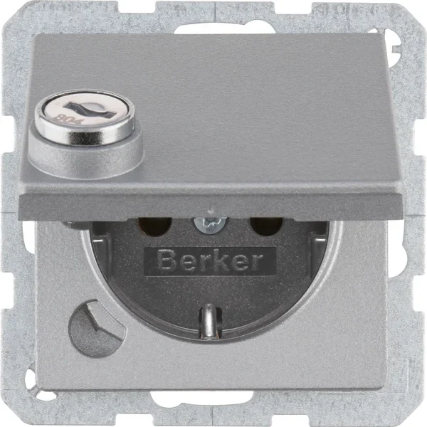 Berker Berker SCHUKO-Steckdose alu/matt Steckklemme, Schloss 47636084