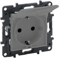 Legrand 864363 Steckdose Steckklemme Ber. schutz Klappdeckel Niloe Step Aluminium