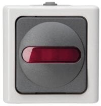 Kopp 561656007 Kontrollschalter AP-FR beleuchtet SF10AX 250V IP44 Blueelectric grau
