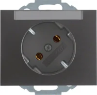 Berker SCHUKO-Steckdose anthrazit/matt 45Gr mit Beschriftungs-feld 47287106