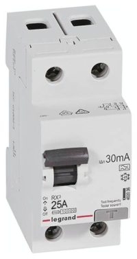 Bild vom Produkt: Legrand 402036 RX3 Fi-Schalter 25A 2-polig 30mA Typ A 230VAC 2TE