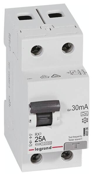 Legrand 402036 RX3 Fi-Schalter 25A 2-polig 30mA Typ A 230VAC 2TE
