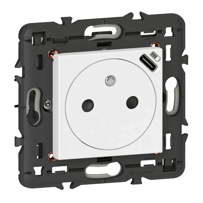 Legrand Legrand 077161L Kombi-Steckdose franz. Std erhöht Berührungsschutz 1USB-C Mosaic ultraw.