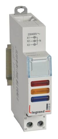 Bild vom Produkt: Legrand 412935 CX3 Meldeleuchte LED 3Phasen-Kontrolle rot-gelb-blau 230/400V