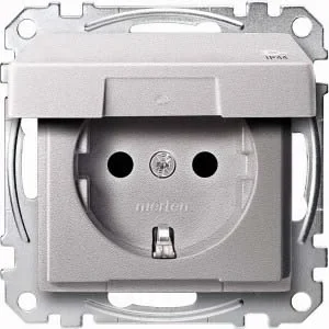 Merten Merten SCHUKO-Steckdose alu mit Klappdeckel IP44 MEG2414-0460