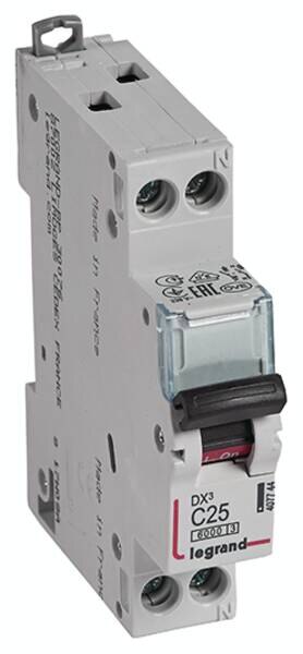 Legrand 407744 DX3 LS-Schalter C 25A 1-polig+N 6kA 230VAC 1TE