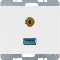 Berker Steckdose USB/3,5mm Audio polarweiß glänzend 3315397009