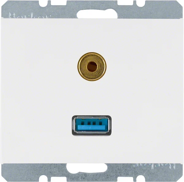 Berker Berker Steckdose USB/3,5mm Audio polarweiß glänzend 3315397009