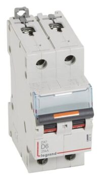Legrand 409818 DX3 LS-Schalter D 6A 2-polig 25kA 400VAC 2TE